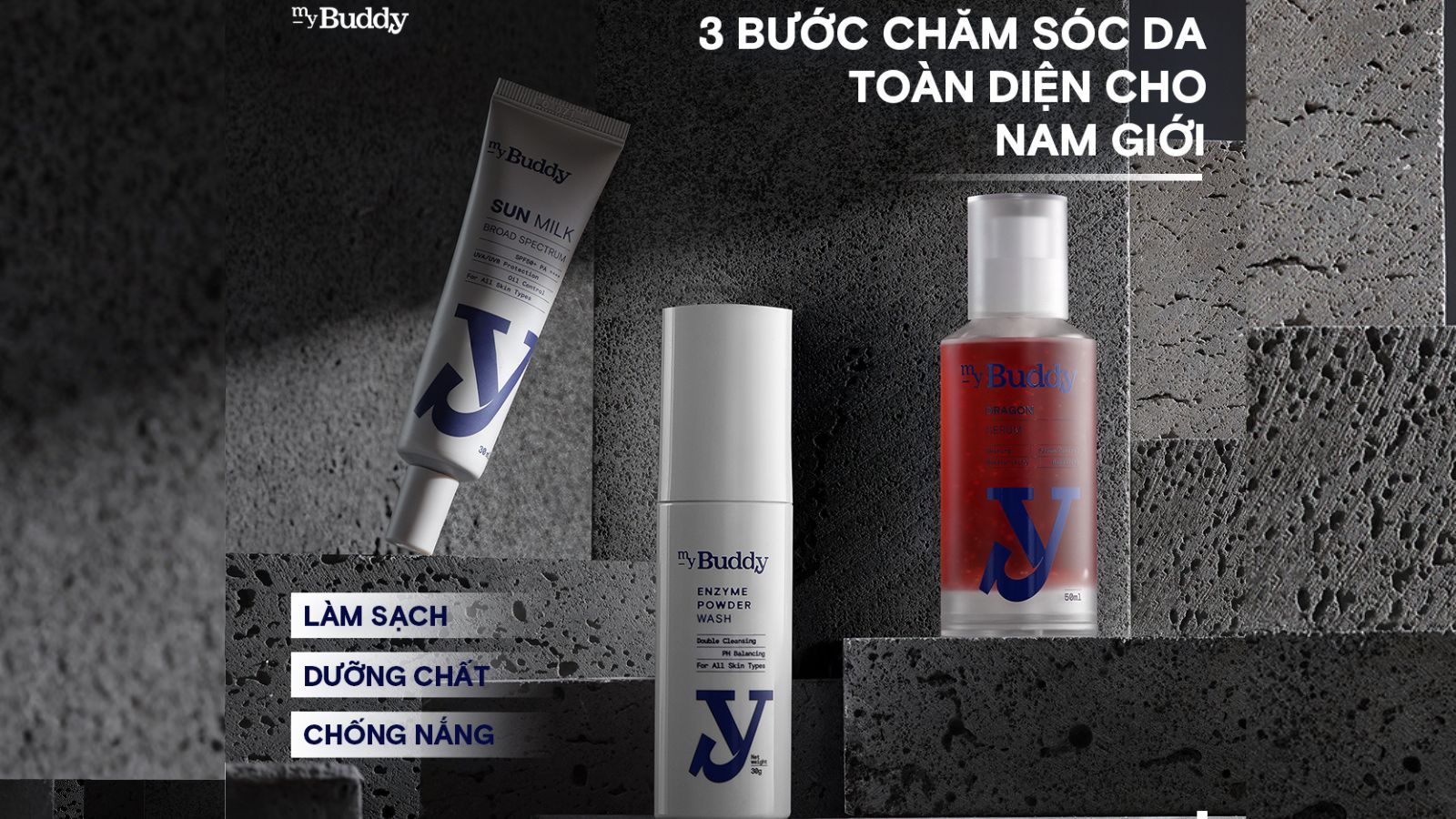 3 bước chăm sóc da toàn diện với sản phẩm myBuddy cho da mụn và dầu của nam giới nam